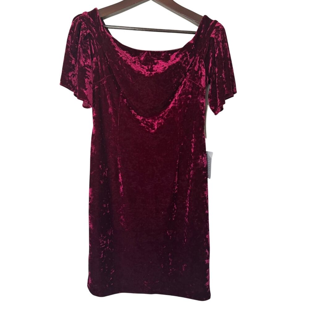 Eliza J Wine Burgundy Velvet Off the Shoulder Dress Size 12 NWT